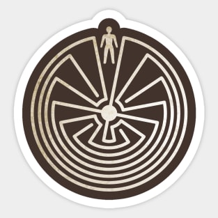 Native American Symbol - Man In The Maze - Vintage Sticker